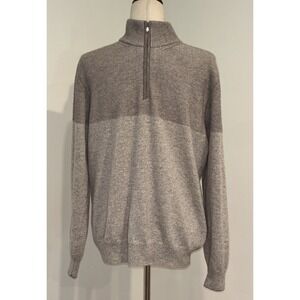 Fioroni Sweater Mens Beige Taupe Cashmere 1/4 Zip Mock Neck Duvet Pullover Sz M
